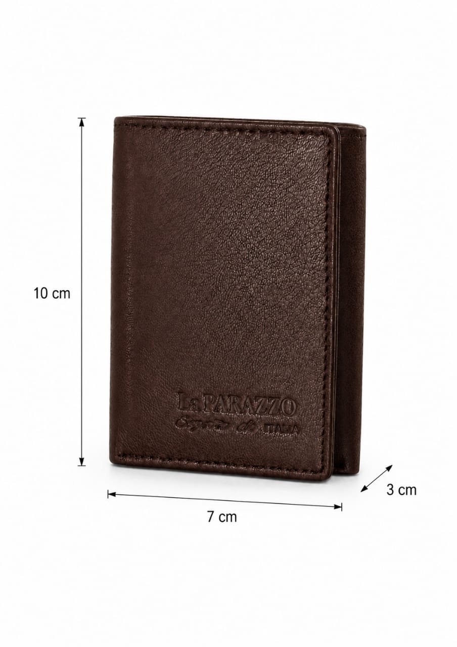 La Parazzo Premium Men’s Genuine Leather Trifold Wallet – Compact Vertical Wallet with Multiple Card Slots, Cash Compartment & Snap-Button Section
