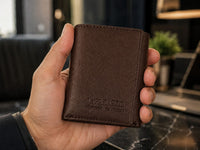 La Parazzo Premium Men’s Genuine Leather Trifold Wallet – Compact Vertical Wallet with Multiple Card Slots, Cash Compartment & Snap-Button Section