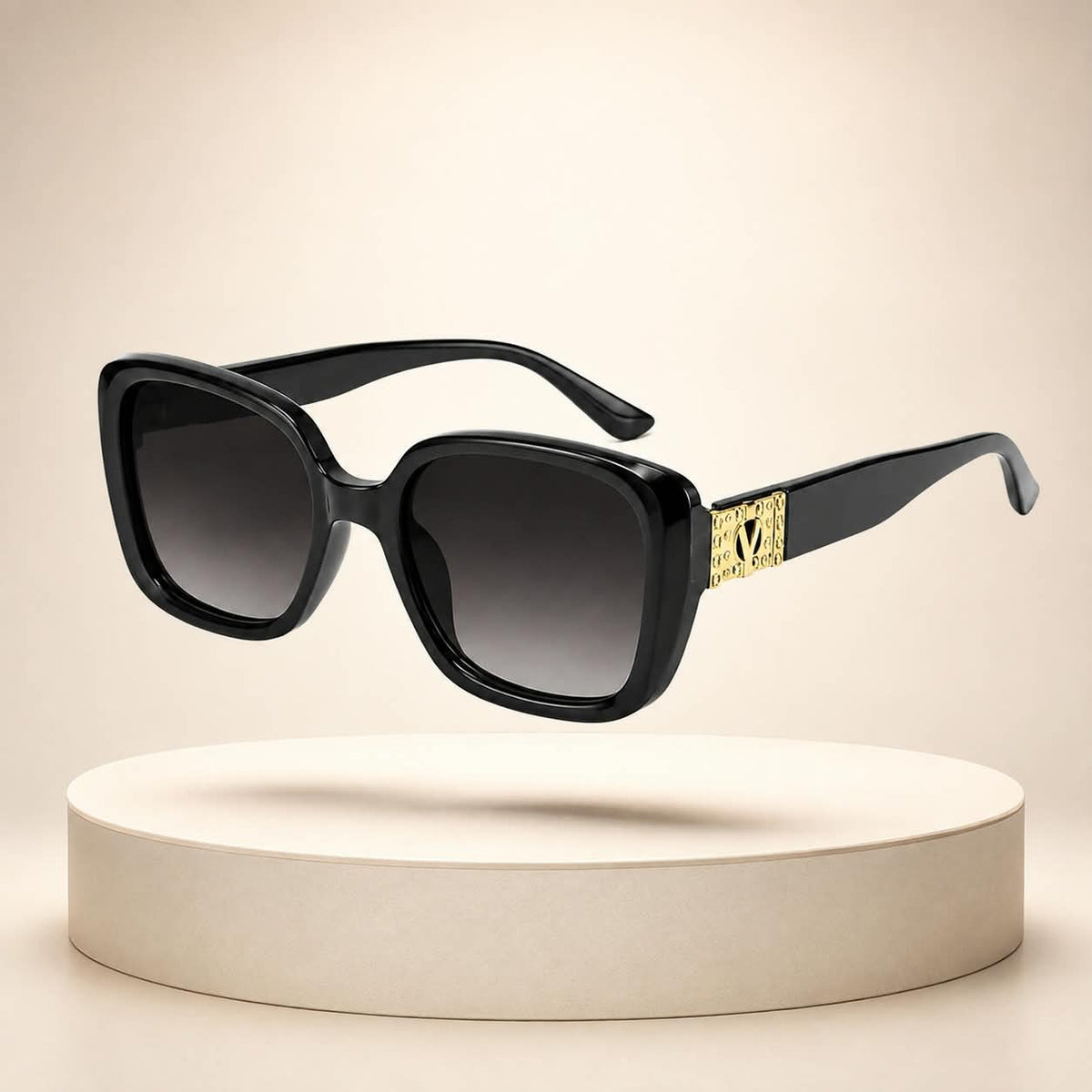 Premium Oversized Square Sunglasses for Women – Elegant Statement Frame with Gradient Lenses & Decorative Temple Detail