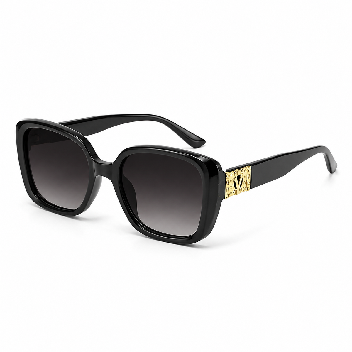 Premium Oversized Square Sunglasses for Women – Elegant Statement Frame with Gradient Lenses & Decorative Temple Detail
