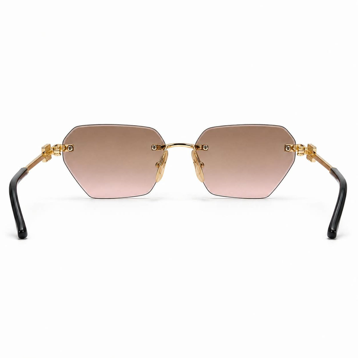 Premium Women’s Rimless Geometric Sunglasses – Gradient Lens Fashion Eyewear with Decorative Metal Temples