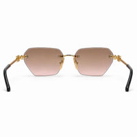 Premium Women’s Rimless Geometric Sunglasses – Gradient Lens Fashion Eyewear with Decorative Metal Temples