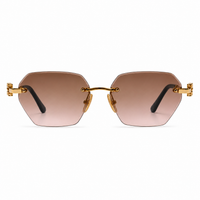Premium Women’s Rimless Geometric Sunglasses – Gradient Lens Fashion Eyewear with Decorative Metal Temples