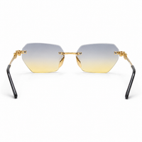 Premium Women’s Rimless Geometric Sunglasses – Gradient Lens Fashion Eyewear with Decorative Metal Temples