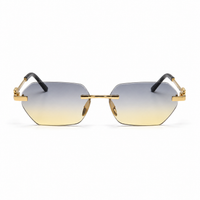 Premium Women’s Rimless Geometric Sunglasses – Gradient Lens Fashion Eyewear with Decorative Metal Temples
