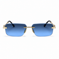 Premium Rimless Rectangular Sunglasses for Women – Elegant Metal Temple Fashion Eyewear