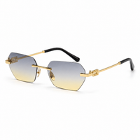 Premium Women’s Rimless Geometric Sunglasses – Gradient Lens Fashion Eyewear with Decorative Metal Temples