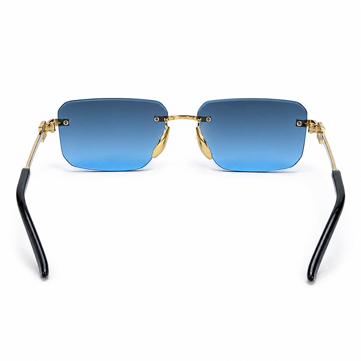 Premium Rimless Rectangular Sunglasses for Women – Elegant Metal Temple Fashion Eyewear