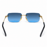 Premium Rimless Rectangular Sunglasses for Women – Elegant Metal Temple Fashion Eyewear
