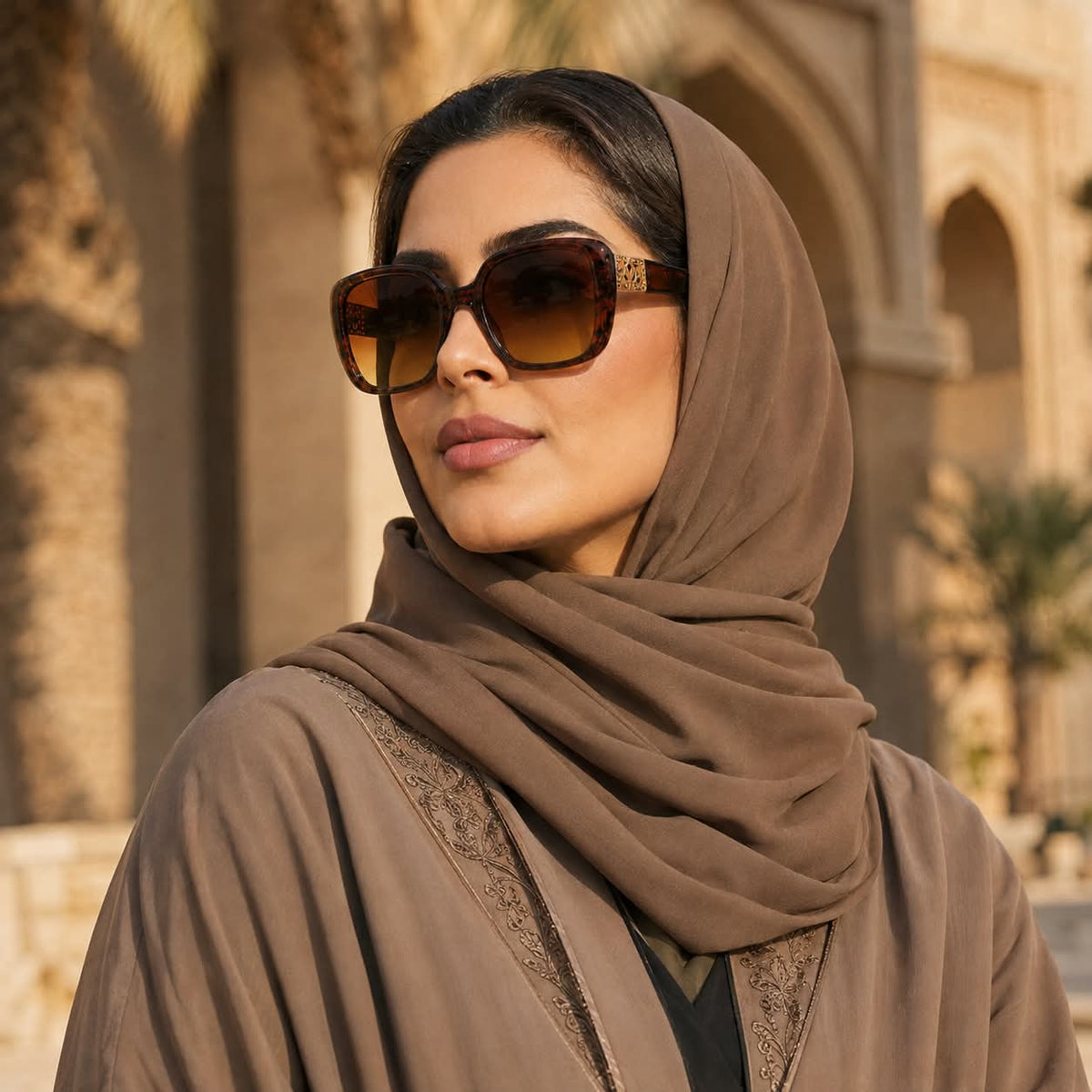 Premium Oversized Square Sunglasses for Women – Elegant Statement Frame with Gradient Lenses & Decorative Temple Detail