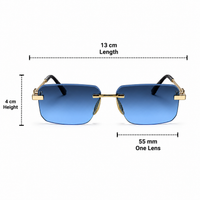 Premium Rimless Rectangular Sunglasses for Women – Elegant Metal Temple Fashion Eyewear
