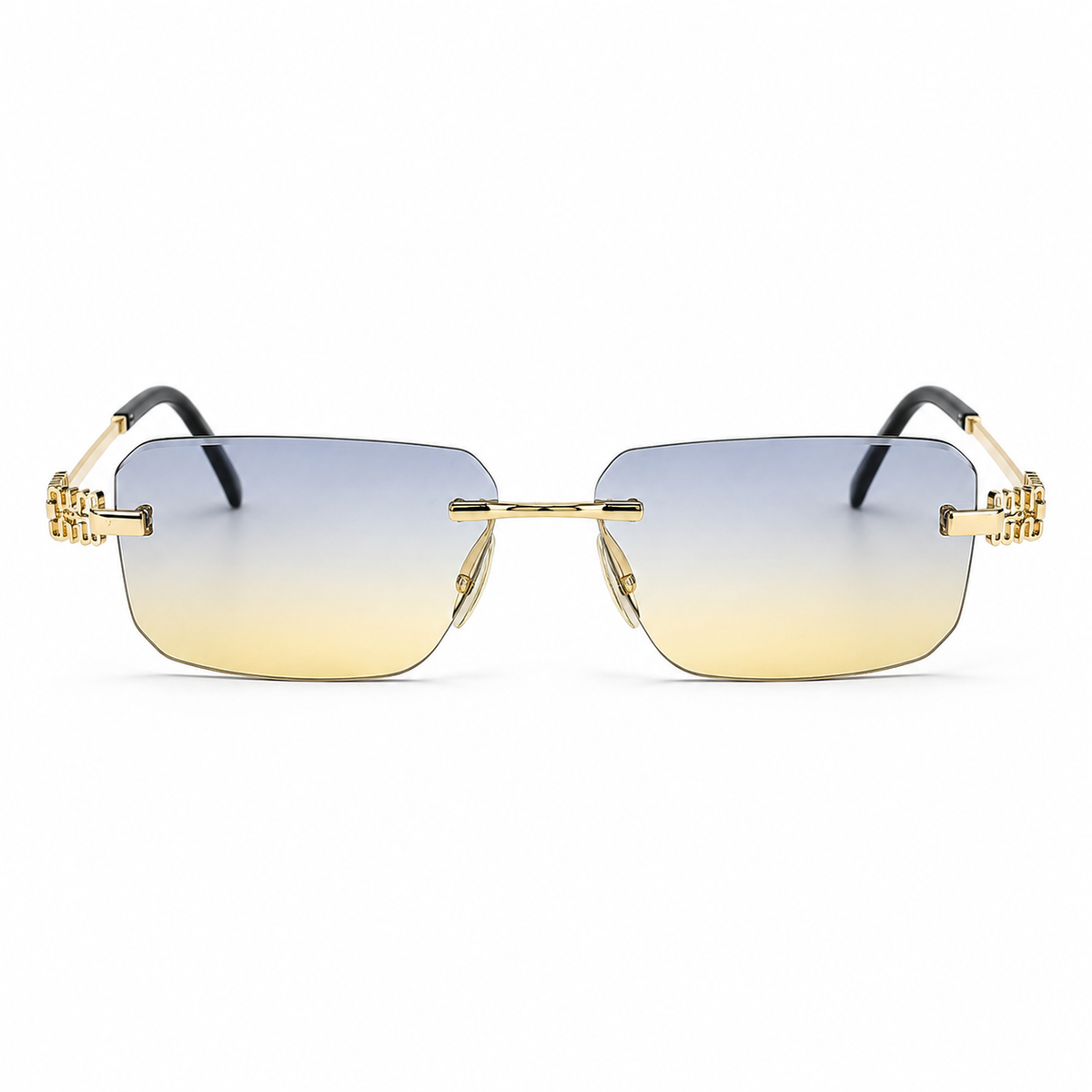 Premium Rimless Rectangular Sunglasses for Women – Elegant Metal Temple Fashion Eyewear