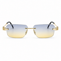 Premium Rimless Rectangular Sunglasses for Women – Elegant Metal Temple Fashion Eyewear