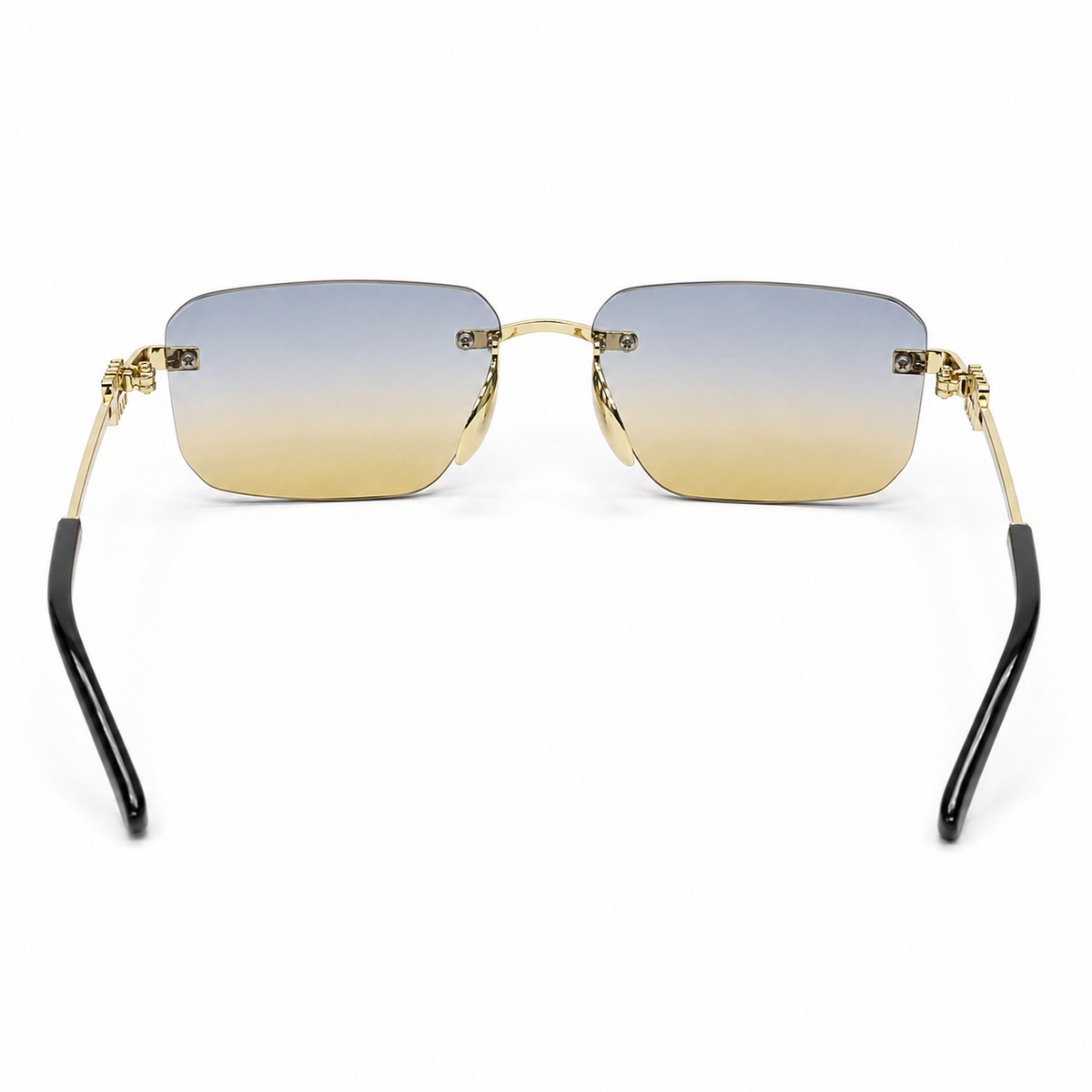 Premium Rimless Rectangular Sunglasses for Women – Elegant Metal Temple Fashion Eyewear