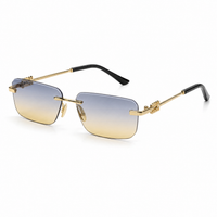 Premium Rimless Rectangular Sunglasses for Women – Elegant Metal Temple Fashion Eyewear