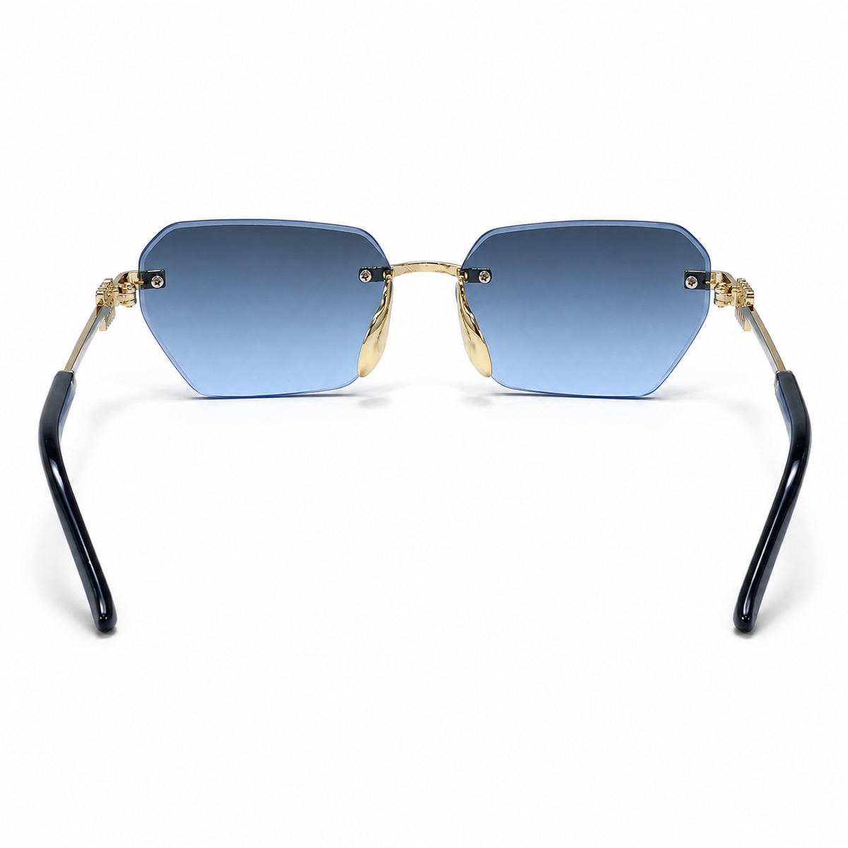Premium Women’s Rimless Geometric Sunglasses – Gradient Lens Fashion Eyewear with Decorative Metal Temples