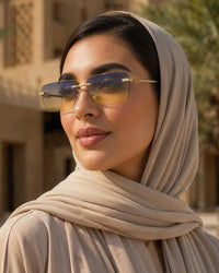 Premium Rimless Rectangular Sunglasses for Women – Elegant Metal Temple Fashion Eyewear