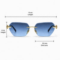 Premium Women’s Rimless Geometric Sunglasses – Gradient Lens Fashion Eyewear with Decorative Metal Temples