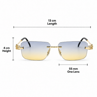 Premium Rimless Rectangular Sunglasses for Women – Elegant Metal Temple Fashion Eyewear