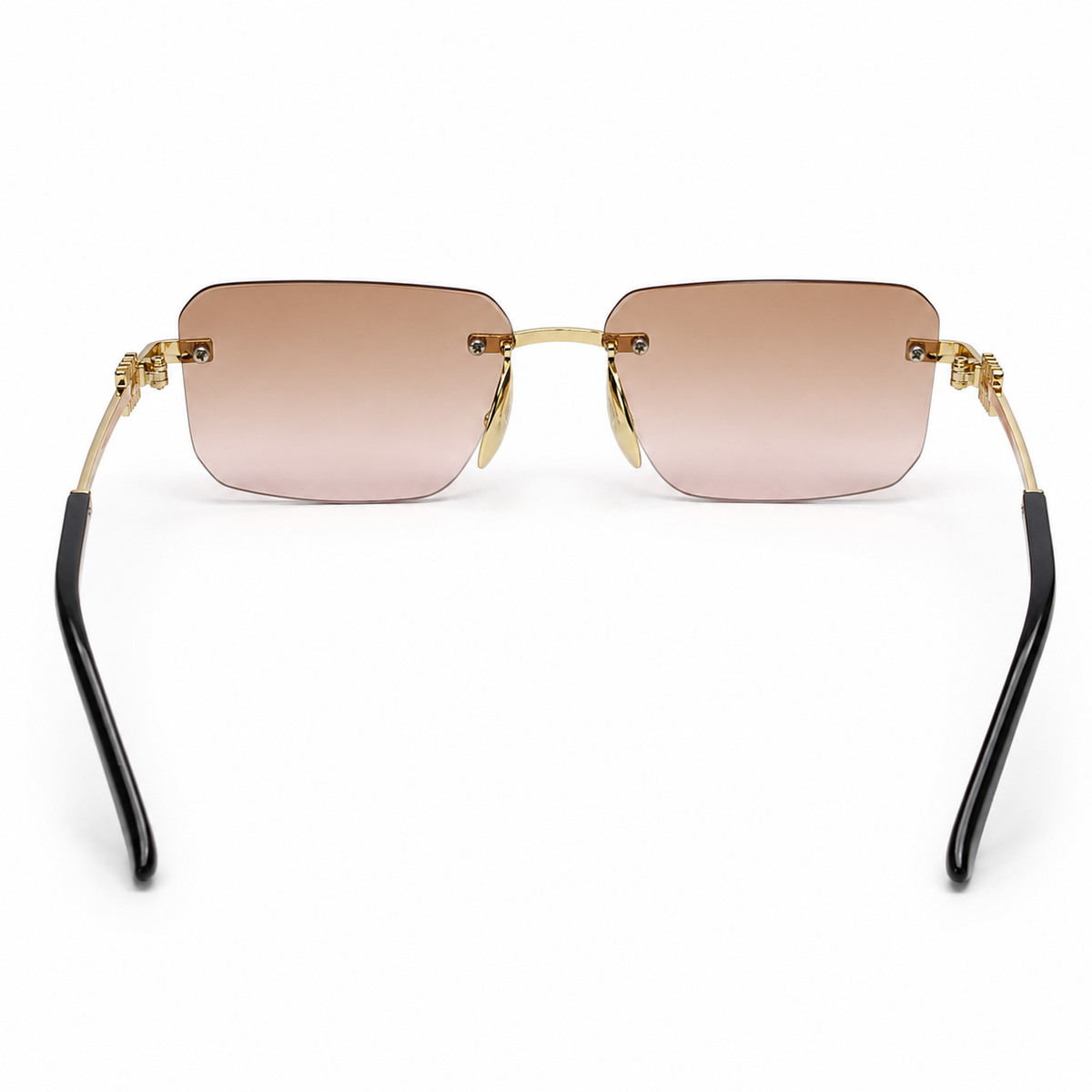 Premium Rimless Rectangular Sunglasses for Women – Elegant Metal Temple Fashion Eyewear