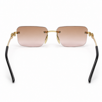 Premium Rimless Rectangular Sunglasses for Women – Elegant Metal Temple Fashion Eyewear