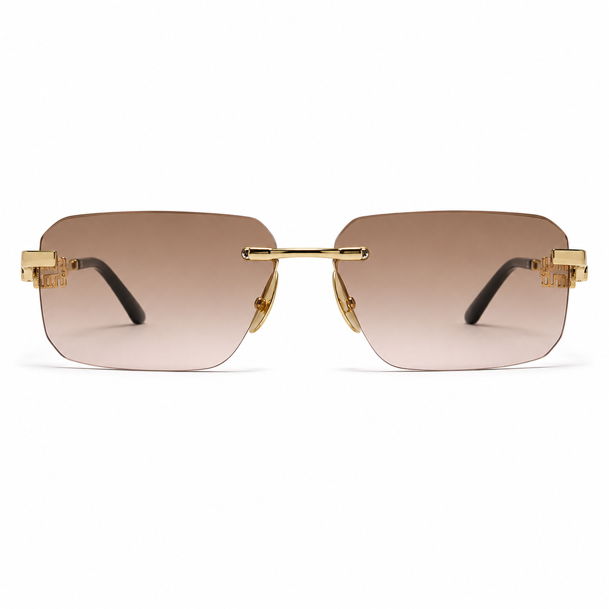Premium Rimless Rectangular Sunglasses for Women – Elegant Metal Temple Fashion Eyewear