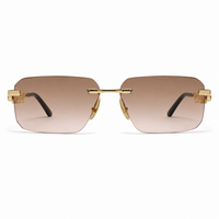 Premium Rimless Rectangular Sunglasses for Women – Elegant Metal Temple Fashion Eyewear