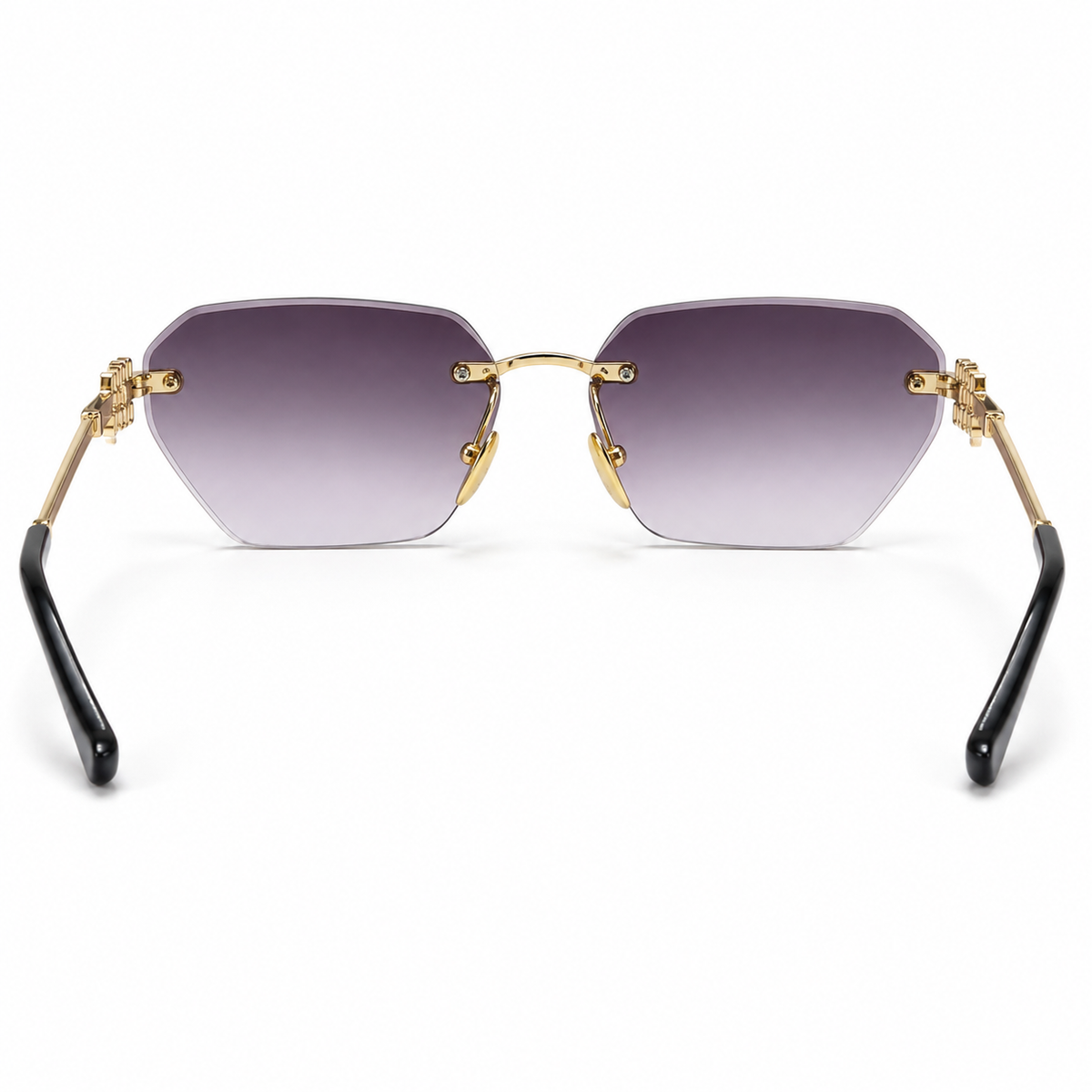 Premium Women’s Rimless Geometric Sunglasses – Gradient Lens Fashion Eyewear with Decorative Metal Temples