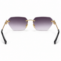 Premium Women’s Rimless Geometric Sunglasses – Gradient Lens Fashion Eyewear with Decorative Metal Temples