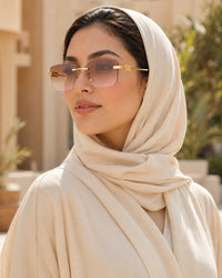 Premium Rimless Rectangular Sunglasses for Women – Elegant Metal Temple Fashion Eyewear