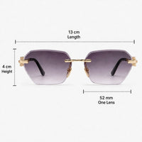 Premium Women’s Rimless Geometric Sunglasses – Gradient Lens Fashion Eyewear with Decorative Metal Temples