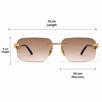 Premium Rimless Rectangular Sunglasses for Women – Elegant Metal Temple Fashion Eyewear