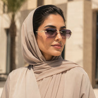 Premium Women’s Rimless Geometric Sunglasses – Gradient Lens Fashion Eyewear with Decorative Metal Temples